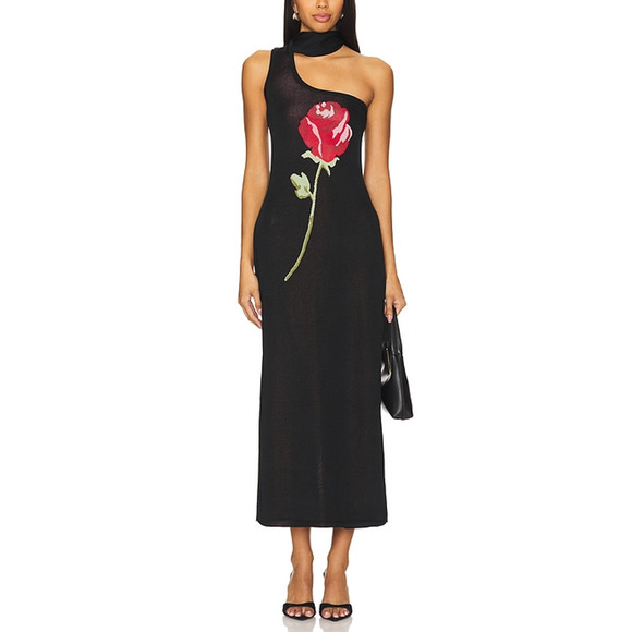 Kitri Dresses & Skirts - Kitri 'Chloe' Black Viscose One Shoulder Dress Size M